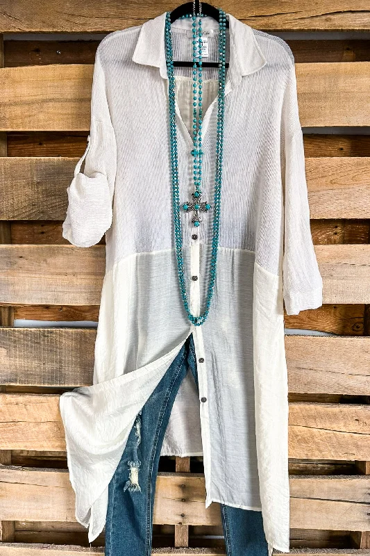 Cape Cod Shirt Dress - Off White - 100% COTTON