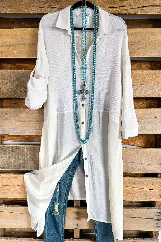 Cape Cod Shirt Dress - Off White - 100% COTTON