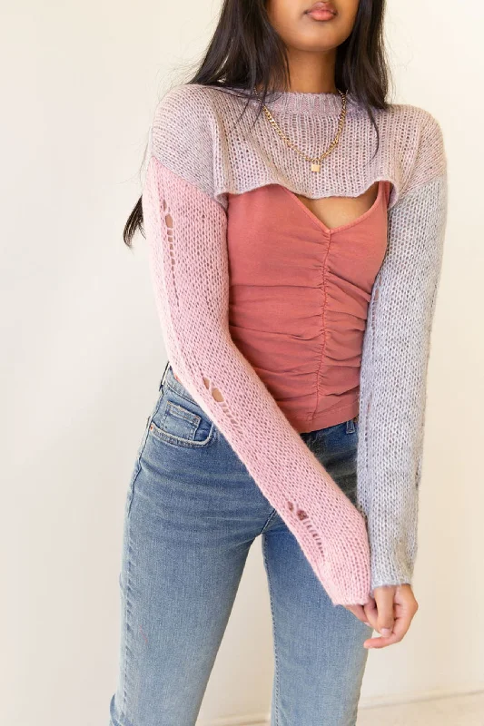 Center Stage Color Block Knit Bolero