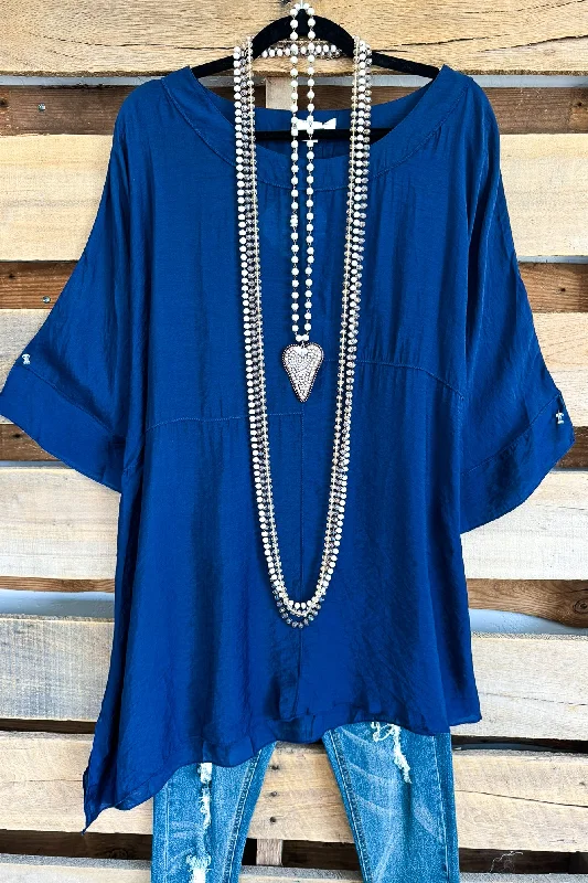 Fresh Take Oversized Tunic - Navy Blue