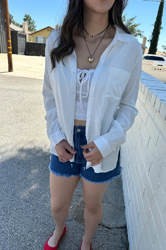 Long Sleeve White Button Down Top