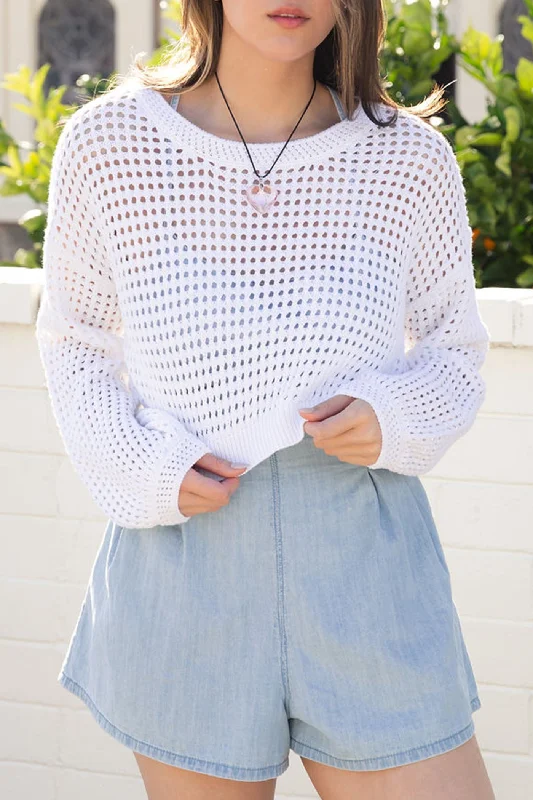 Fall Through Openwork Crochet Sweater