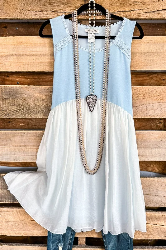 Raining Spring Dress - Blue/White