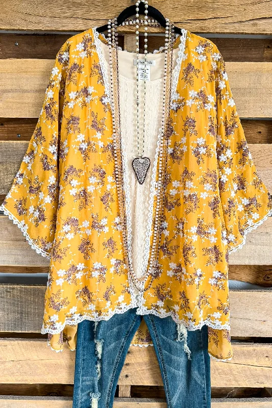 Signs Of Summer Cardigan - Mustard Yellow