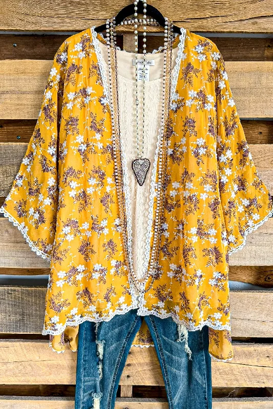 Signs Of Summer Cardigan - Mustard Yellow