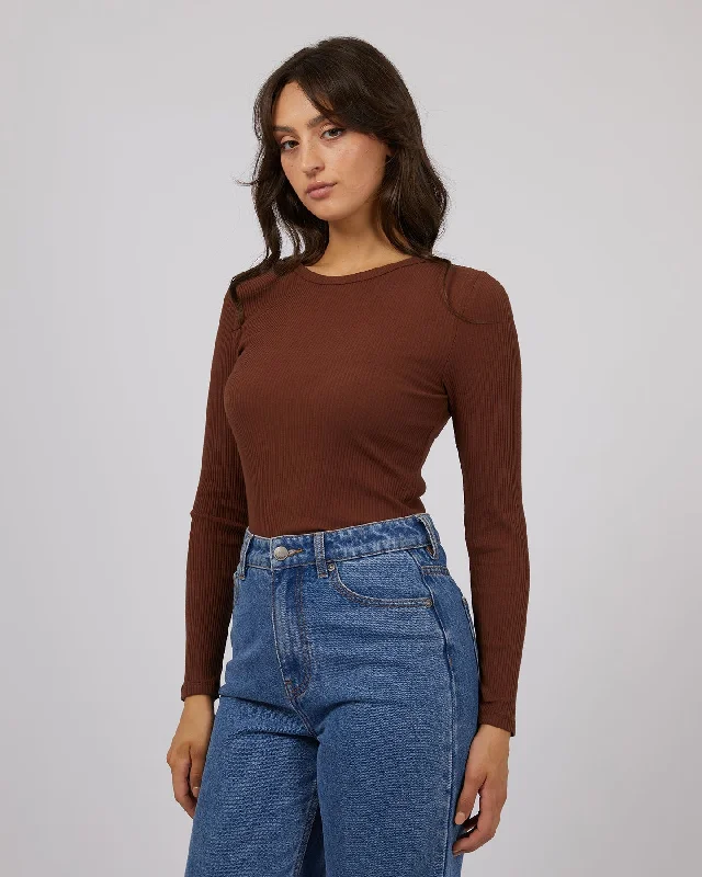 All About Eve Rib Baby Long Sleeve Tee Brown