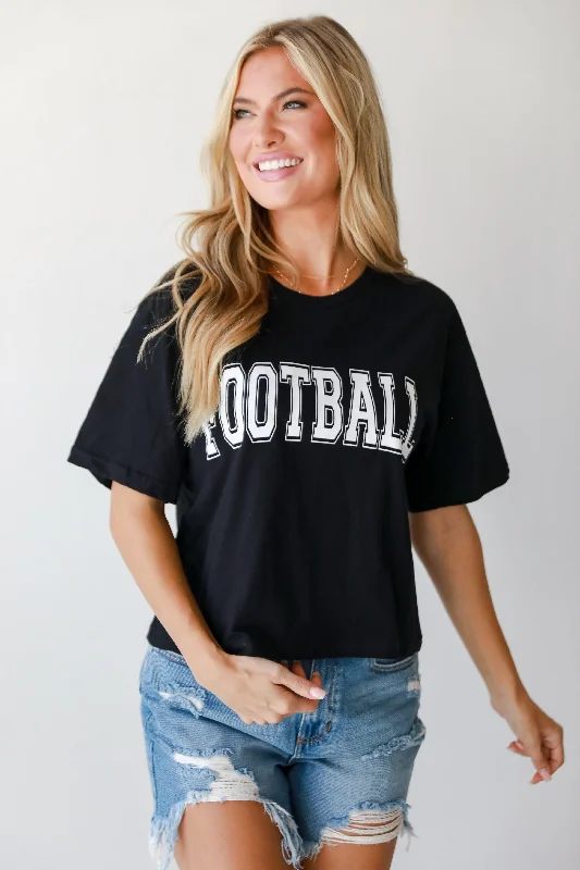 FINAL SALE - Black Football Cropped Tee