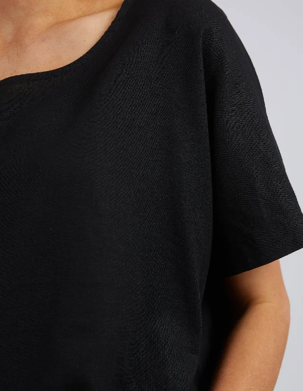 Elm Curtis Woven S/S Tee Black