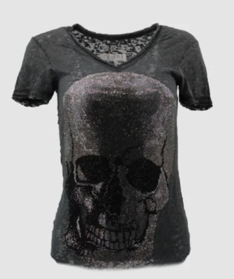 Grey Silver Skull Burnout Woman