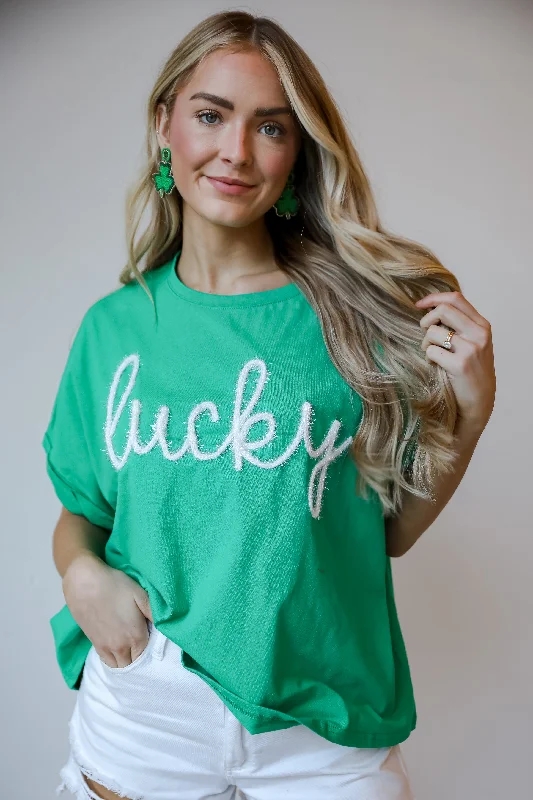 FINAL SALE - ""Lucky"" Metallic Letter Tee