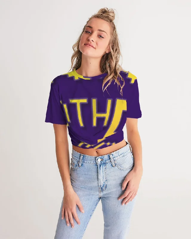 PURPLE FLITE Women's Twist-Front Cropped Tee