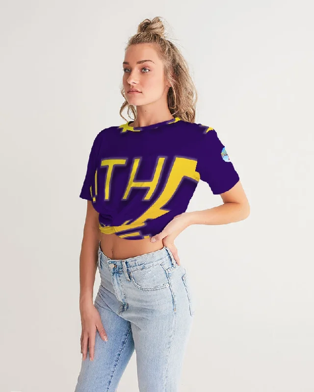 PURPLE FLITE Women's Twist-Front Cropped Tee