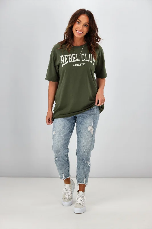 Rebel Club By Shine On Athletic Boyfriend Tee Khaki