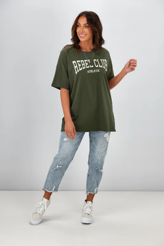 Rebel Club By Shine On Athletic Boyfriend Tee Khaki