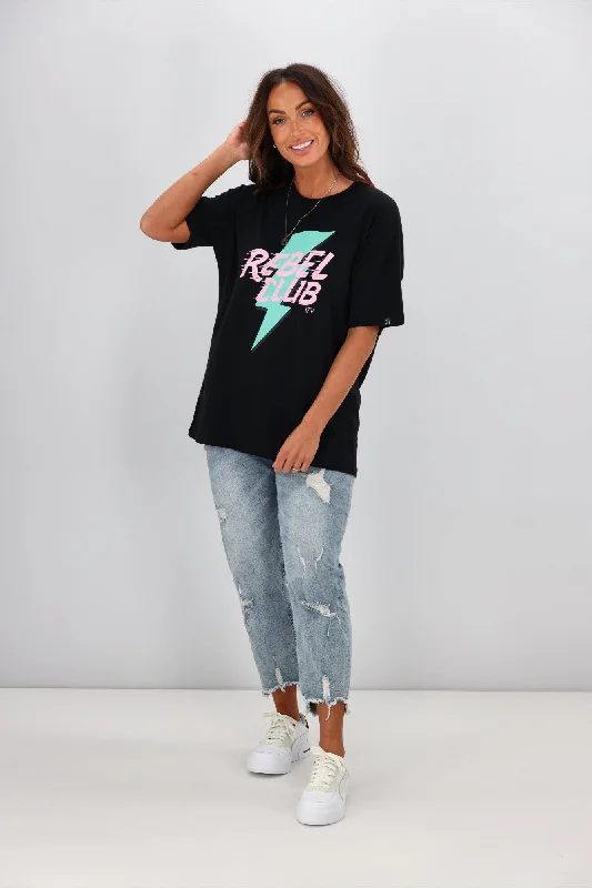 Rebel Club By Shine On Bolt Boyfriend Tee Jet Black