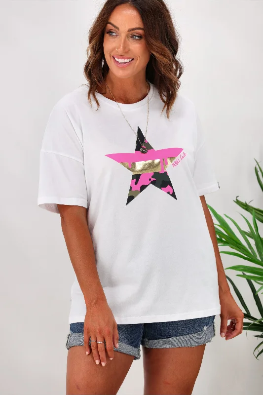 Rebel Club by Shine On Tee - Foil Star - White