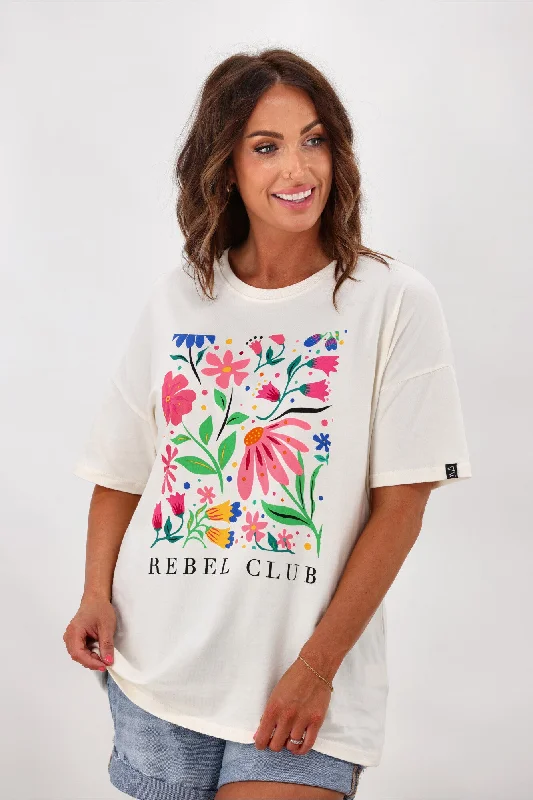 Rebel Club by Shine On Tee - Vintage Flower - Off White