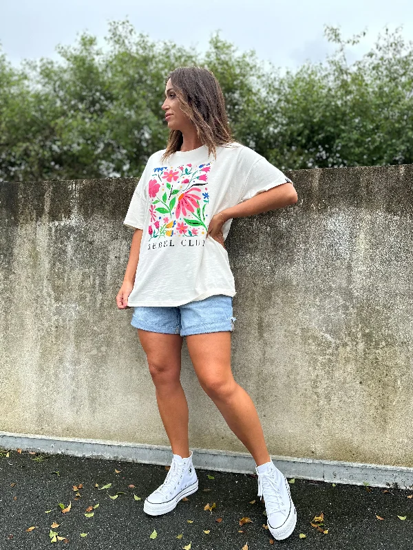 Rebel Club by Shine On Tee - Vintage Flower - Off White