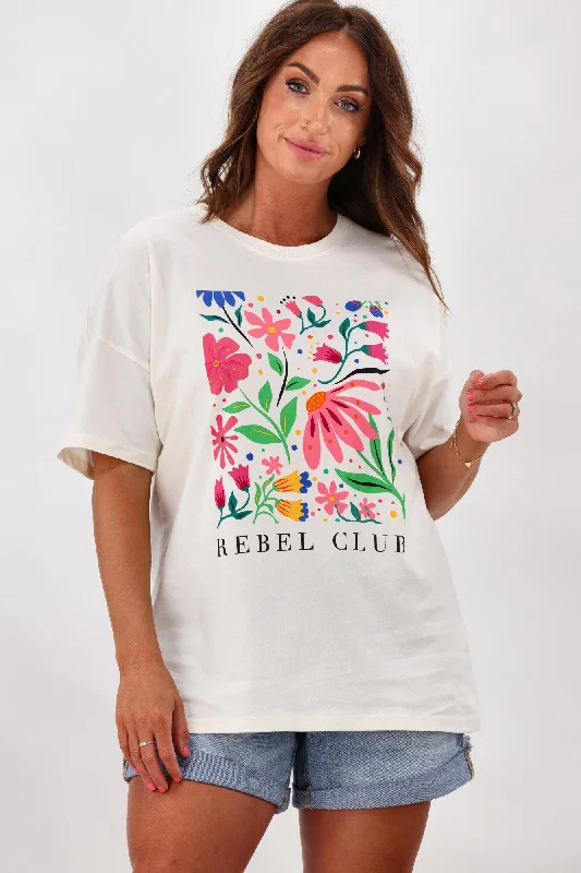 Rebel Club by Shine On Tee - Vintage Flower - Off White