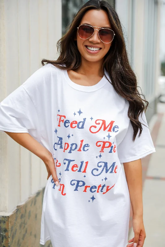 FINAL SALE - White Feed Me Apple Pie & Tell Me I'm Pretty Graphic Tee