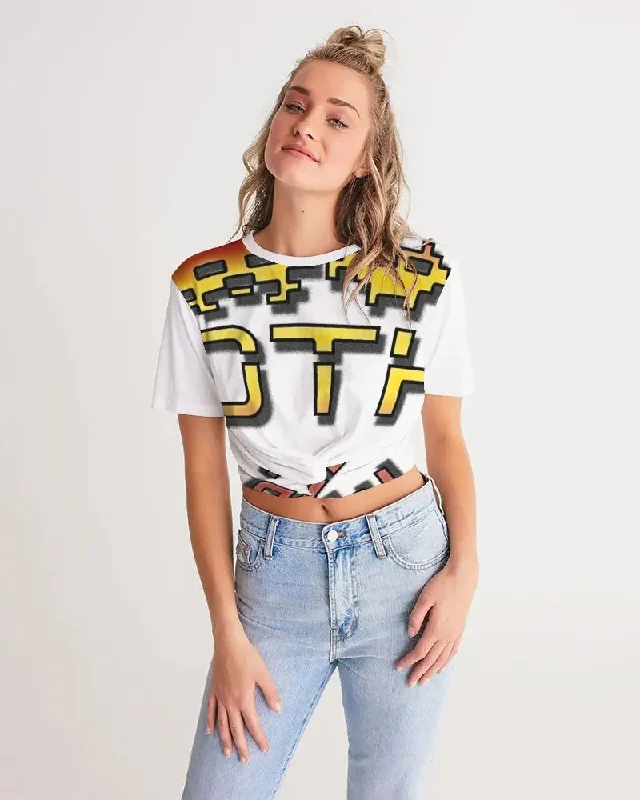 WHITE FLITE Women's Twist-Front Cropped Tee