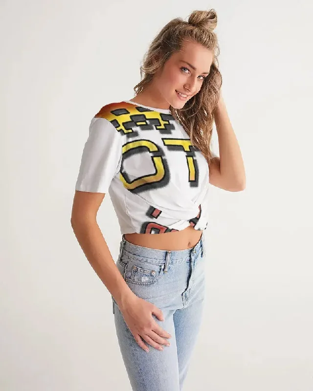 WHITE FLITE Women's Twist-Front Cropped Tee