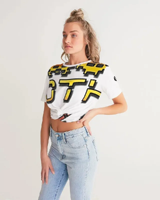 WHITE FLITE Women's Twist-Front Cropped Tee