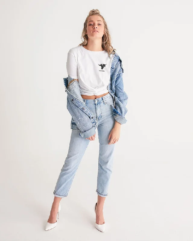 WHITE ZONE UPGRADED Women's Twist-Front Cropped Tee