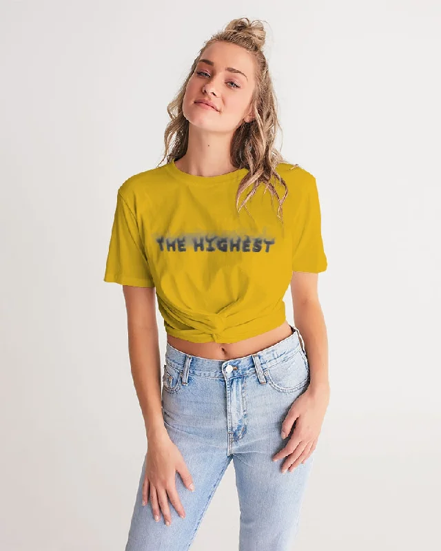 YELLOW ZONE Women's Twist-Front Cropped Tee