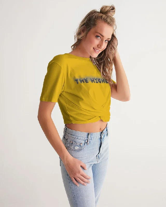 YELLOW ZONE Women's Twist-Front Cropped Tee