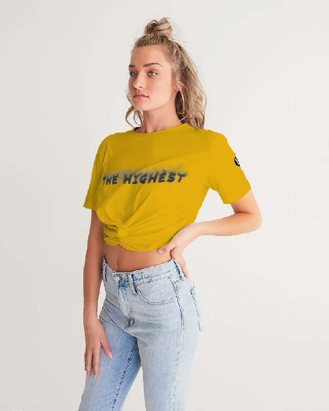 YELLOW ZONE Women's Twist-Front Cropped Tee