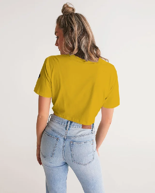 YELLOW ZONE Women's Twist-Front Cropped Tee