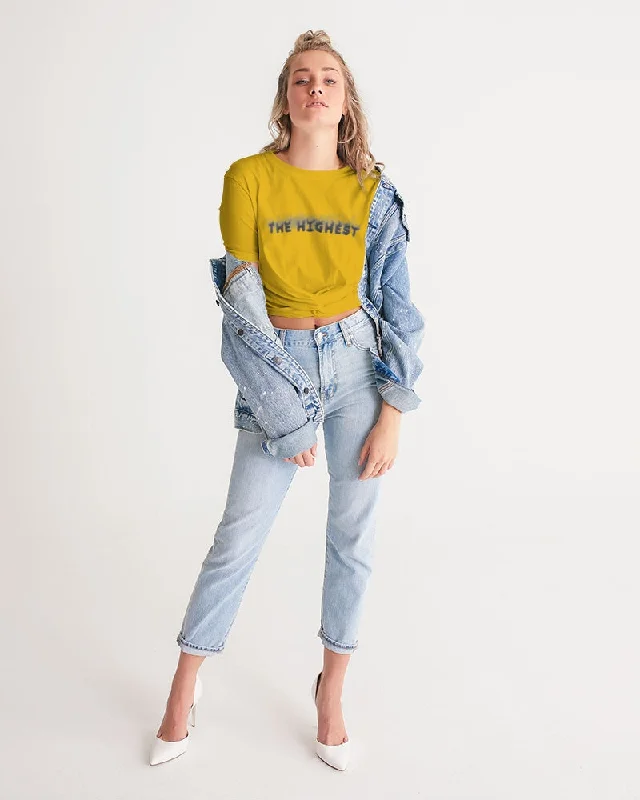 YELLOW ZONE Women's Twist-Front Cropped Tee