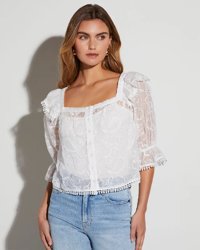 Arabella Eyelet Long Sleeve Top