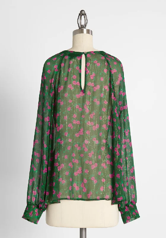 Coming Up Winter Roses Blouse