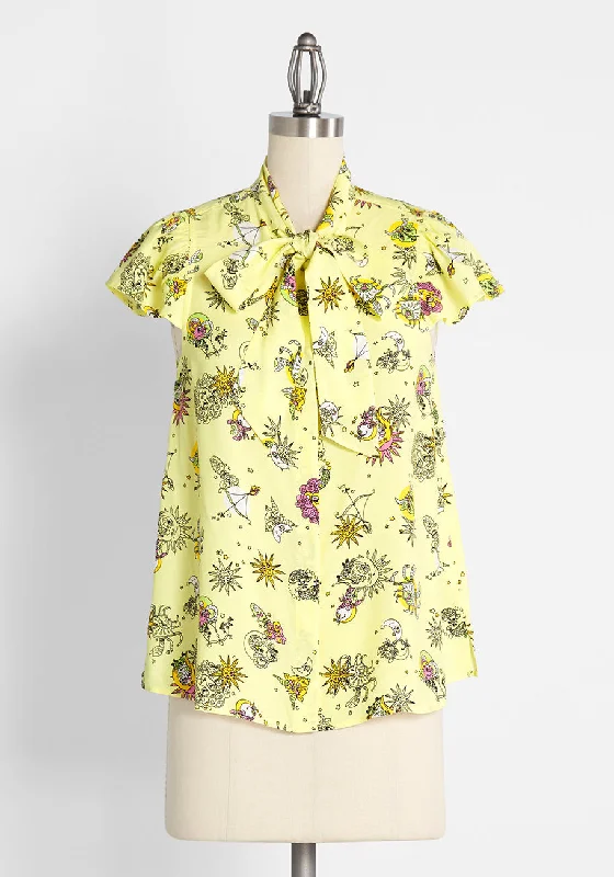 Fluttering Days Tie-Neck Blouse