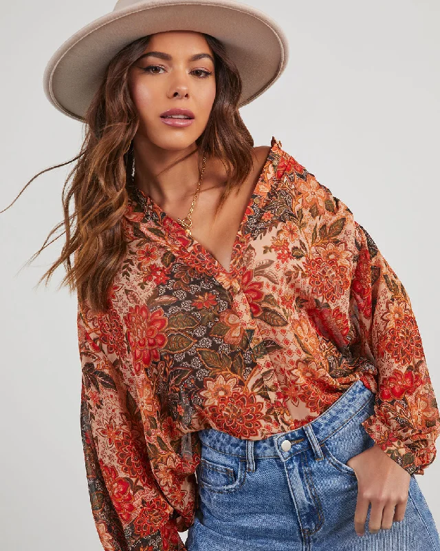 Italiano Paisley Button Down Blouse