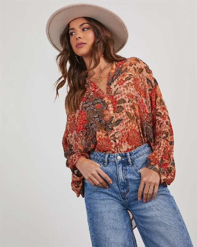 Italiano Paisley Button Down Blouse