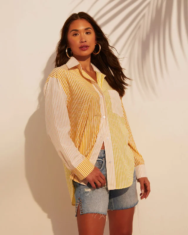 Memphis Striped Button Down Long Sleeve Top