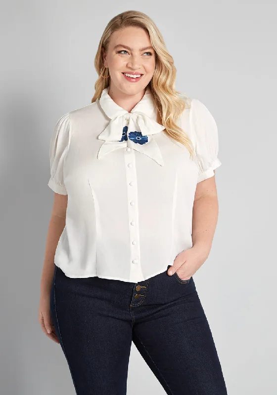 ModCloth x Collectif Bonny Blue Beauty Embroidered Blouse