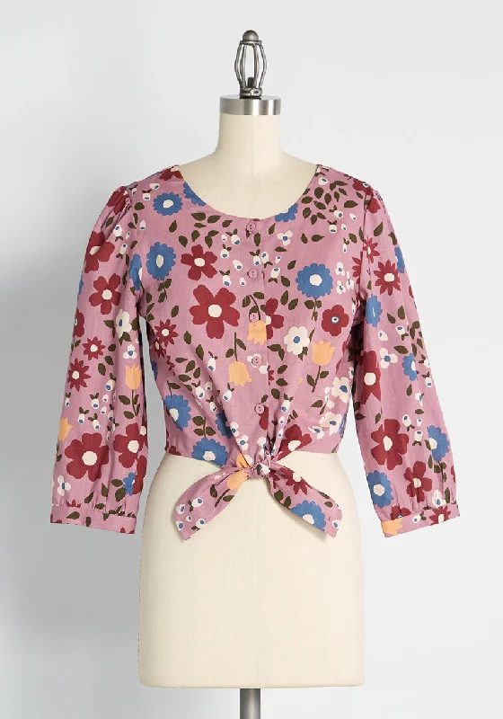 ModCloth x Princess Highway Floral Tie-Front Blouse