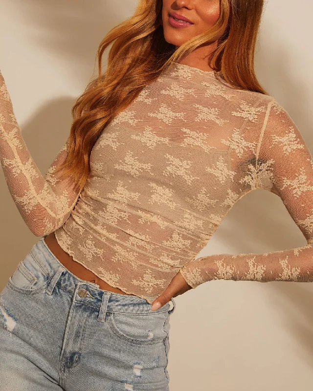 Nelle Textured Sheer Long Sleeve Top