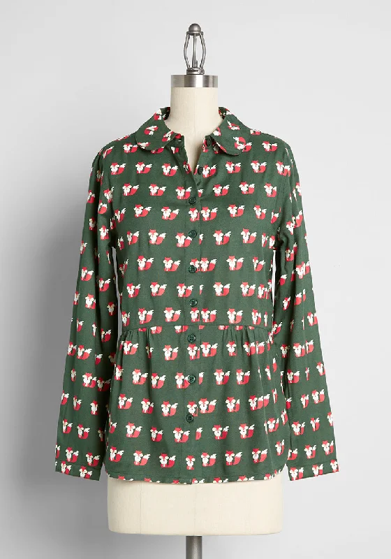 Fox Around & Finds Out Tiered Button-Up Blouse