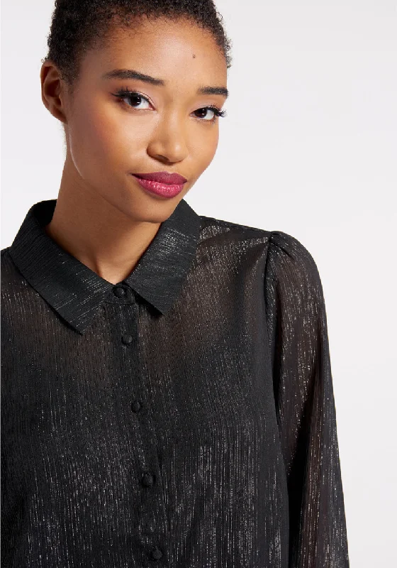 Shimmering Rainfall Button-Up Blouse