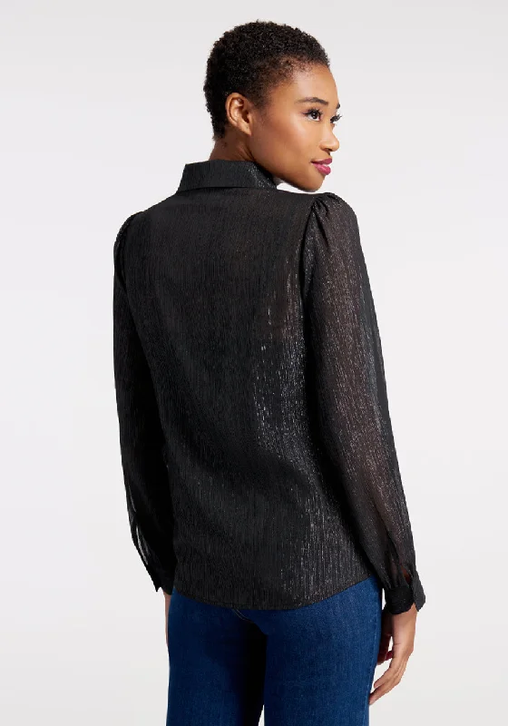 Shimmering Rainfall Button-Up Blouse