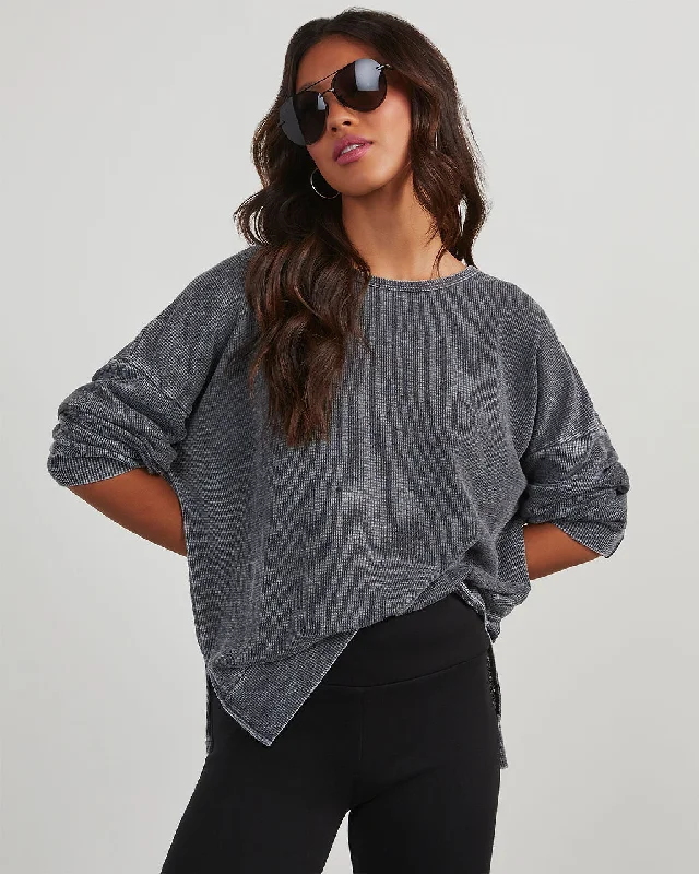 Tahoe Bound Waffle Knit Long Sleeve Top