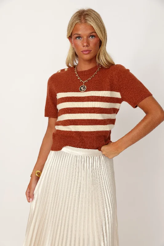 Elise Stripe Short Sleeve Sweater