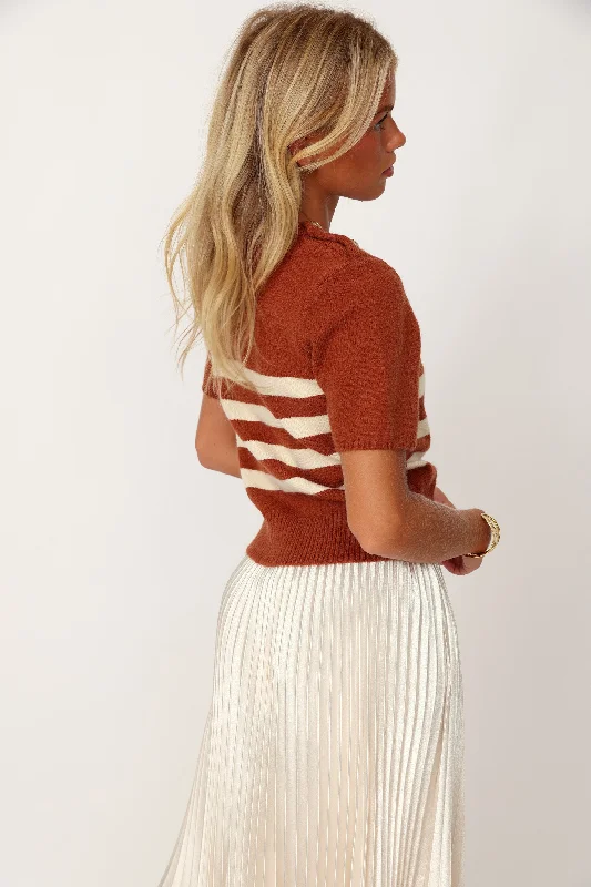 Elise Stripe Short Sleeve Sweater