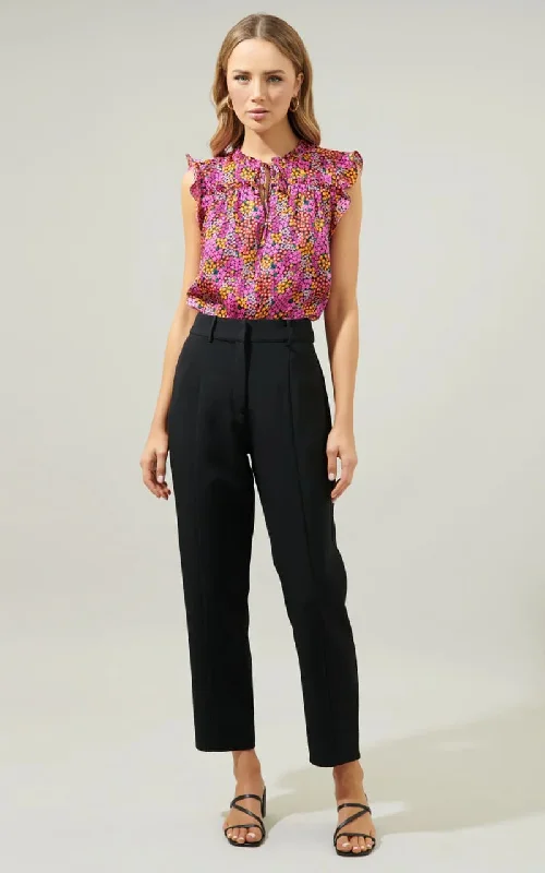 Sugarlips- Hitachi Flamingo Floral Emile Ruffle Blouse