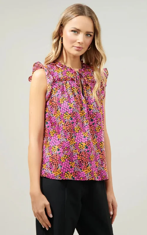 Sugarlips- Hitachi Flamingo Floral Emile Ruffle Blouse